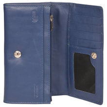 Load image into Gallery viewer, Sassora Genuine Leather Medium Blue RFID Women Travel Wallet