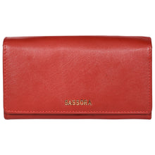 Load image into Gallery viewer, Sassora Genuine Premium Leather Medium Red RFID Purse For Women