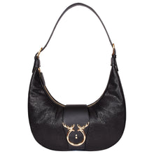Load image into Gallery viewer, Sassora High Quality Premium 100% Leather Women's Black Party Moon Bag