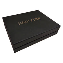 Load image into Gallery viewer, Sassora Genuine Leather Large Buckle Closure Black RFID Wallet for Men
