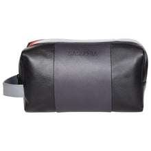 Load image into Gallery viewer, Sassora Genuine Leather Unisex Black Navy Grey Medium Size Travel Pouch