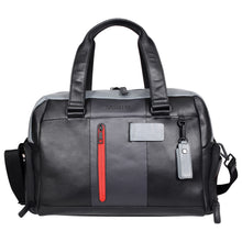 Load image into Gallery viewer, Sassora Genuine Premium Leather Black Grey Navy Large Travel Duffle Bag