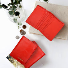 Load image into Gallery viewer, Sassora Genuine Leather Small Red Women RFID Protected Card Holder