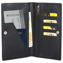 Load image into Gallery viewer, Sassora Premium Leather Bi-Fold Large RFID Black Travel Organizer
