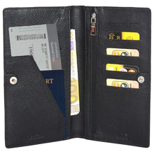 Load image into Gallery viewer, Sassora Premium Leather Bi-Fold Large RFID Black Travel Organizer
