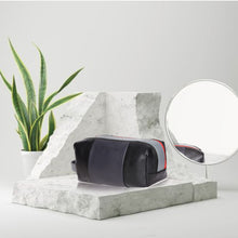 Load image into Gallery viewer, Sassora Genuine Leather Unisex Black Navy Grey Medium Size Travel Pouch