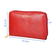 Load image into Gallery viewer, Sassora Genuine Leather Medium Size Red RFID Protected Women Wallet