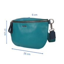 Load image into Gallery viewer, Sassora Genuine Leather Medium Blue Unisex Belt Bag Waist Pouch