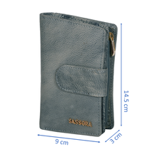 Load image into Gallery viewer, Sassora Genuine Leather Medium Green RFID Women Buckle Closure Wallet