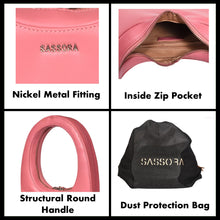 Load image into Gallery viewer, Sassora Genuine Premium Leather Women Pink Medium Structural Handbag