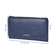 Load image into Gallery viewer, Sassora Genuine Leather Medium Blue RFID Women Travel Wallet