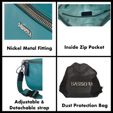 Load image into Gallery viewer, Sassora Genuine Leather Medium Blue Unisex Belt Bag Waist Pouch
