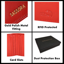Load image into Gallery viewer, Sassora Genuine Leather Small Red Women RFID Protected Card Holder