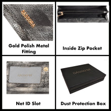 Load image into Gallery viewer, Sassora Genuine Premium Leather Washed Black White Women RFID Purse