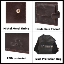 Load image into Gallery viewer, Sassora Genuine Leather Medium Dark Brown RFID Men Wallet With 12 Card Slots
