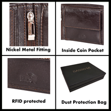 Load image into Gallery viewer, Sassora Genuine Leather Medium Dark Brown RFID Men's Wallet with 6 Card Slots