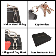 Load image into Gallery viewer, Sassora Genuine Leather Small Women Black Red Key Case