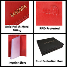 Load image into Gallery viewer, Sassora Genuine Leather Medium Size Red Unisex Business Card Holder