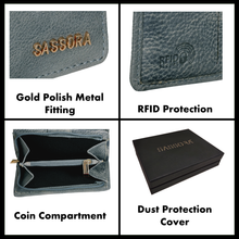 Load image into Gallery viewer, Sassora Genuine Leather Medium Green RFID Women Buckle Closure Wallet