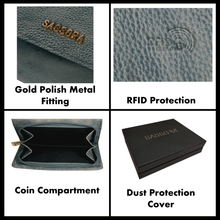 Load image into Gallery viewer, Sassora Women Casual, Travel Green Genuine Leather RFID Wallet