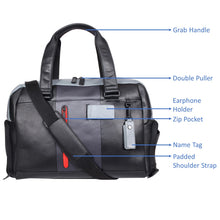 Load image into Gallery viewer, Sassora Genuine Premium Leather Black Grey Navy Large Travel Duffle Bag