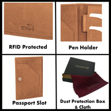 Load image into Gallery viewer, Sassora High Quality Leather Bi-Fold RFID Unisex Tan Passport Cover