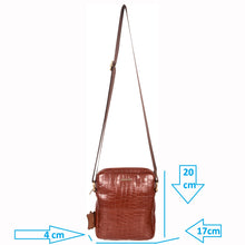 Load image into Gallery viewer, Sassora Genuine Leather Unisex Cognac Color Small Sling Bag with Brass Antique Metal Fittings Crossbody Bag Sassora By Leatherman Fashion