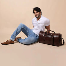 Load image into Gallery viewer, Sassora Premium Leather Brown Large Duffle Bag Without Wheels