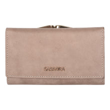 Load image into Gallery viewer, Sassora Genuine Leather Medium Size Beige RFID Protected Women Wallet (12 Card Slots)