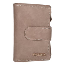 Load image into Gallery viewer, Sassora Genuine Leather Medium Size Beige RFID Protected Women Wallet (8 Card Slots)