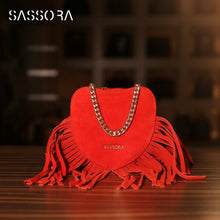 Load image into Gallery viewer, Sassora 100% Premium Leather Heart Shape Suede Small Sling Bag
