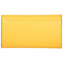 Load image into Gallery viewer, Sassora Premium Leather RFID Tri Fold Large Women&#39;s Yellow Purse
