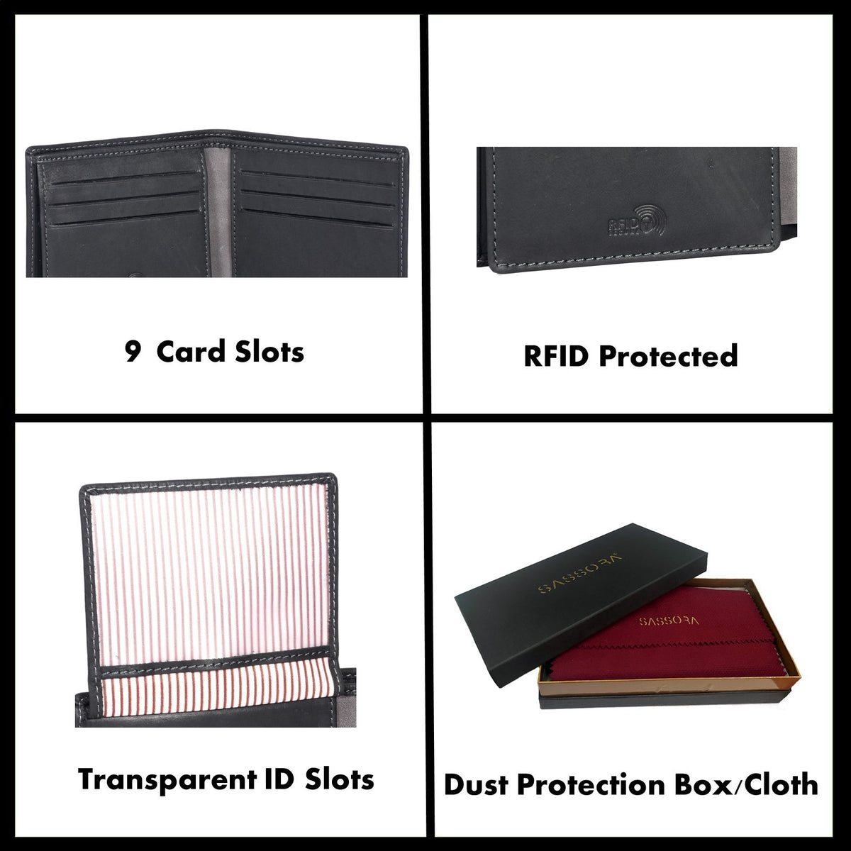 Sassora 100% Genuine Leather RFID Wallet