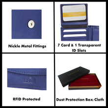 Load image into Gallery viewer, Sassora 100% Genuine Premium Leather Boys RFID Wallet(Blue)
