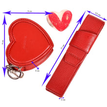 Load image into Gallery viewer, Sassora Genuine Premium Leather Women&#39;s Keycase and Pencase Valentine&#39;s Combo Set (for her)
