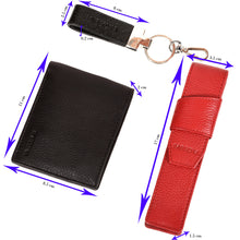 Load image into Gallery viewer, Sassora Genuine Premium Leather Men&#39;s Wallet, Keychain and Pencase Valentine&#39;s Combo Set (for him)