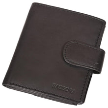 Load image into Gallery viewer, Sassora Genuine Leather Black RFID Protected Snap Closure Notecase