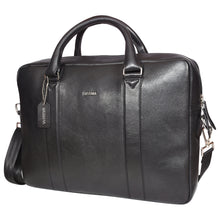 Load image into Gallery viewer, Sassora Genuine Leather Black Large Laptop Messenger Bag
