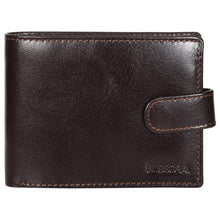 Load image into Gallery viewer, Sassora Genuine Leather Dark Brown RFID Flap Closure Two Fold Wallet