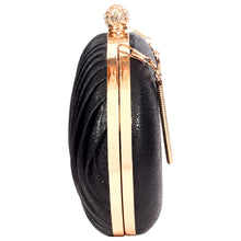 Load image into Gallery viewer, Sassora Premium Leather With Gold Polish Metal Frame Party Clutch
