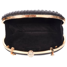 Load image into Gallery viewer, Sassora Premium Leather With Gold Polish Metal Frame Party Clutch
