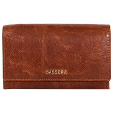 Load image into Gallery viewer, Sassora Genuine Leather Medium Brown RFID Protected Women Purse