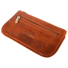 Load image into Gallery viewer, Sassora Genuine Leather Unisex Zip Closure Brown Key Case Holder

