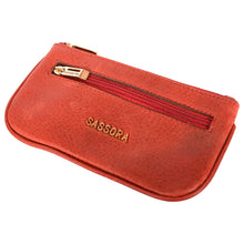 Load image into Gallery viewer, Sassora Genuine Leather Small Red Unisex Keycase pouch