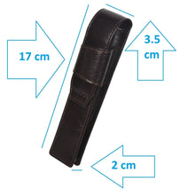Load image into Gallery viewer, Sassora Genuine Leather Dark Brown Pen Holder Case (Set of 1)