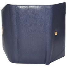 Load image into Gallery viewer, Sassora Premium Leather Navy Blue Large Ladies RFID Wallet
