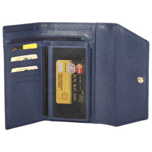 Load image into Gallery viewer, Sassora Premium Leather Navy Blue Large Ladies RFID Wallet
