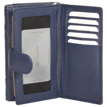 Load image into Gallery viewer, Sassora Premium Leather Navy Blue RFID Classy Ladies Wallet