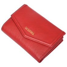 Load image into Gallery viewer, Sassora Premium Leather RFID Snap Closure Ladies Red Wallet
