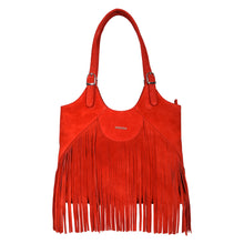 Load image into Gallery viewer, Sassora Premium Suede Leather Large Women Fringe Shoulder Bag